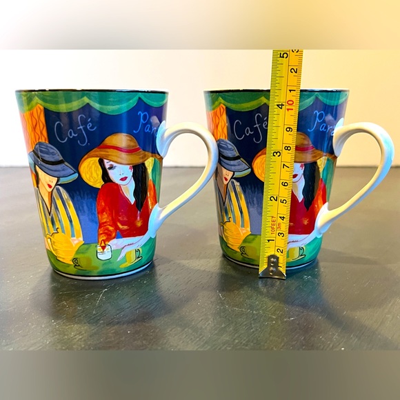 Furio Cafe Coffee Cup Mug Ladies in Hats 4914 Set Of 2. 6 Sets Available - Picture 6 of 6